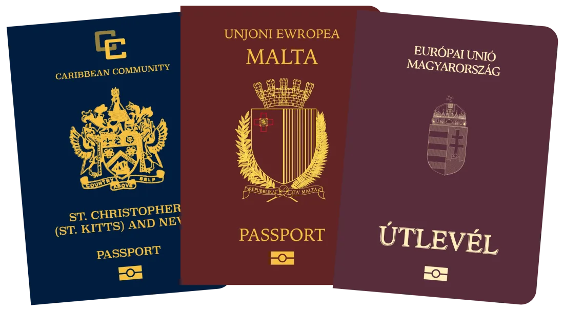 Passports from several residence and citizenship-by-investment programmes